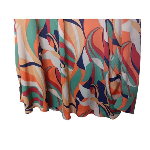 New EASEL Satin Geo Print Vibrant Colored Button Up Collared Tunic 1x - Picture 14 of 15